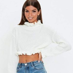 Frill cropped sweater